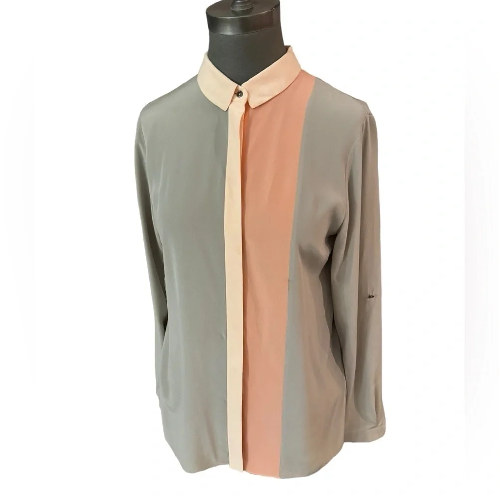 Elie Tahari Silk Colorblock Blouse Size Small
